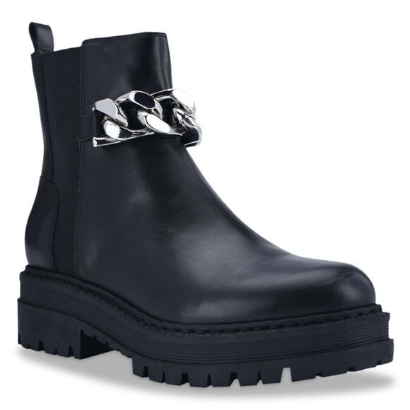 NWT Marc Fisher Parrie Lug Sole Chain Boots in Black 6 - Picture 2 of 9